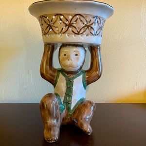 Vintage Hand Painted Monkey Planter